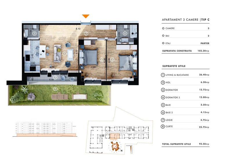 Doamna Ghica promotie decembrie 2025 - reducere 10 000 euro - 3 camere cu gradina